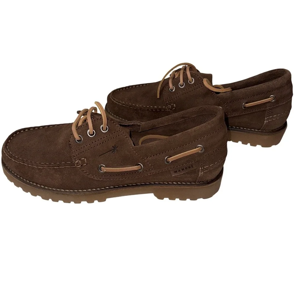 Manebi Tank Boat Shoes Cocoa Suede Lug Size 43 US 9.5 10 Quiet Luxury NIB